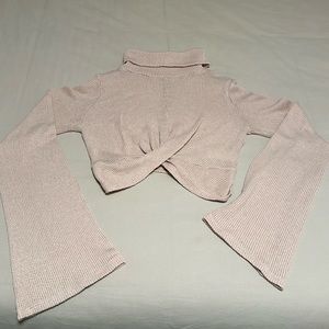 Cropped Knit Baby Pink Turtleneck